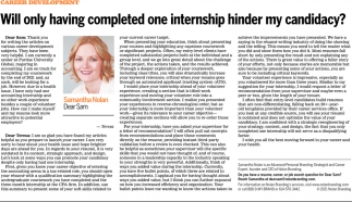 Will Only Having Completed One Internship Hinder My Candidacy?