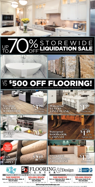 Up To 70% OFF Storewide Liquidation Sale and Up To $500 OFF Flooring
