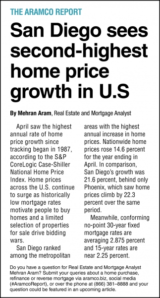 San Diego Sees Second-Highest Home Price Growth In U.S
