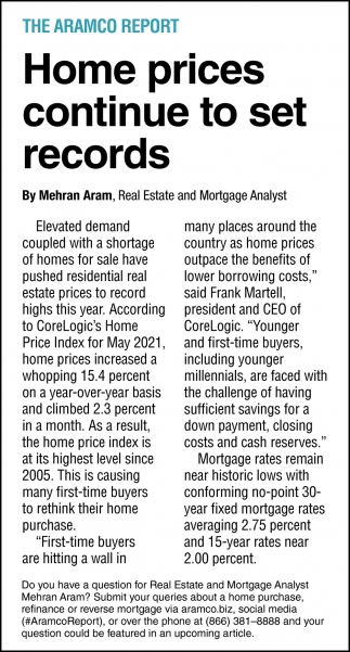 Home Prices Continue To Set Record