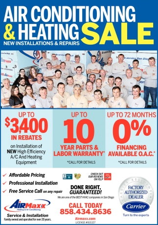 Air Conditioning & Heating Sale