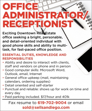 Office Administrator, Receptionist