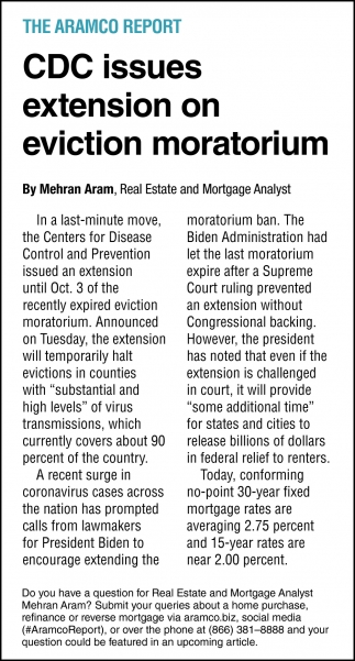 CDC Issues extension on Eviction Moratorium