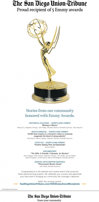Proud Recipient Of 5 Emmy Awards
