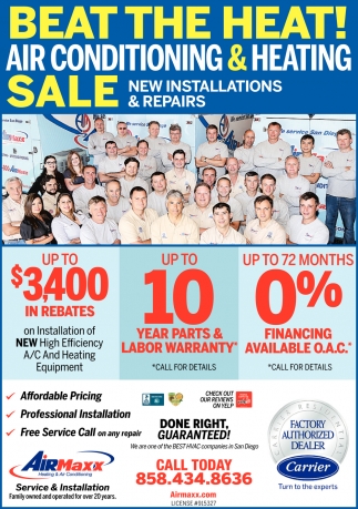 Air Conditioning  & Heating Sale