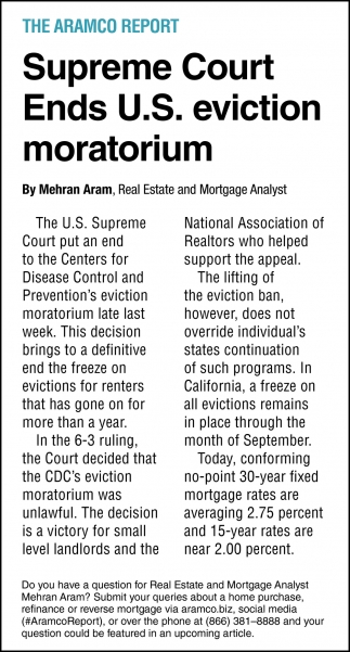 Supreme Court Ends U.S. Eviction Moratorium