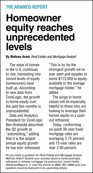 Homeowner Equity Reaches Unprecedented Levels