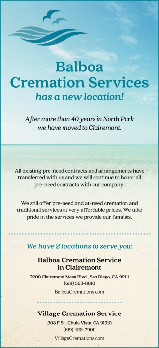 Balboa Cremation Services Has a New Location!