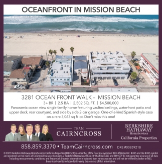 Oceanfront In Mission Beach