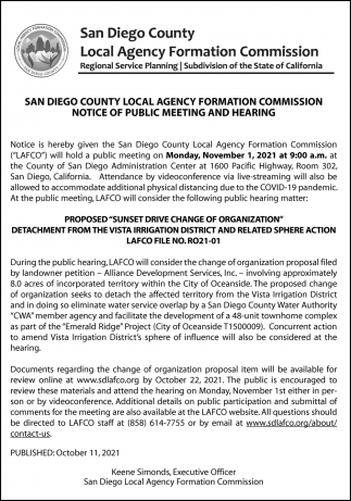 Notice of Public Meeting & Hearing