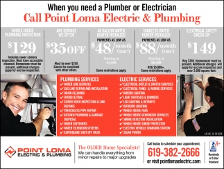 When You Need A Plumber Or Electrician Call Point Loma Electric & Plumbing