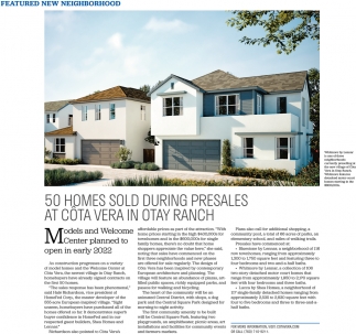 50 Homes Sold During Presales at Côta Vera in Otay Ranch
