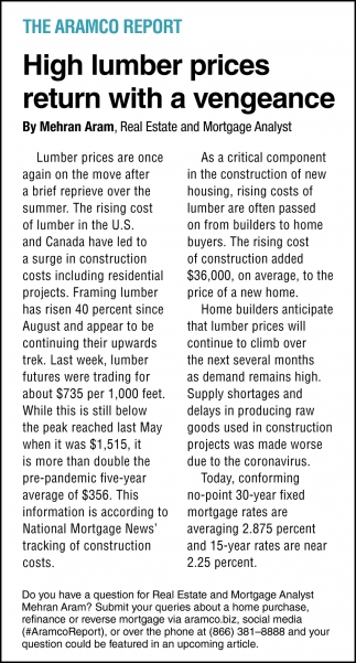 High Lumber Prices Return With a Vengeance