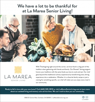 We Have A Lot To Be Thankful for at La Marea Senior Living