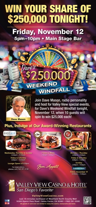 Win Your Share Of $250,000 Tonight!