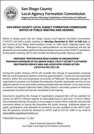 Notice of Public Meeting and Hearing