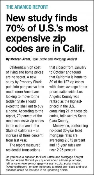 New Study Finds 70% of U.S.’s Most Expensive Zip Codes Are In California