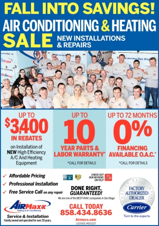 Air Conditioning & Heating Sale