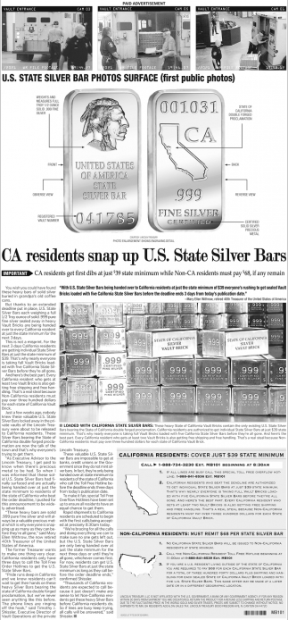 U.S. State Silver Bar Photos Surface