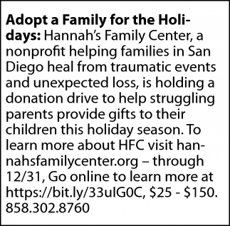 Adopt a Family for The Holidays