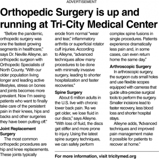 Orthopedic Surgery is Up and Running at Tri-City Medical Center