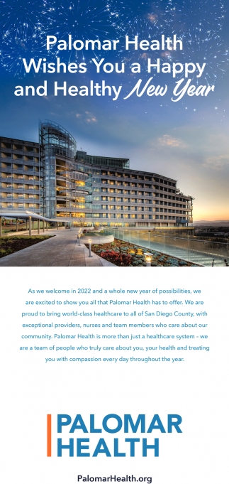 Palomar Health Wishes You a Happy and Healthy New Year