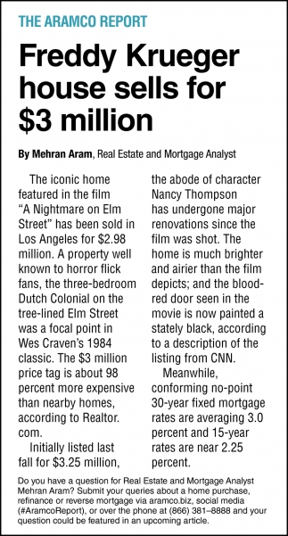 Freddy Krueger House Sells for $3 Million