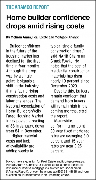 Home Builder Confidence Drops Amid Rising Costs