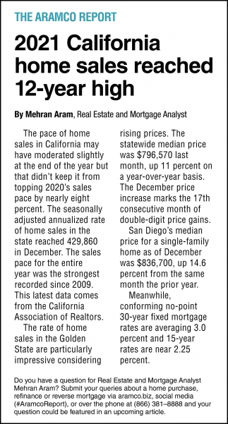 2021 California Home Sales Reached 12-Year High