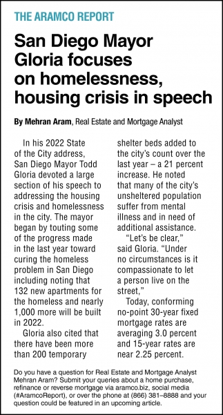 San Diego Mayor Gloria Focuses