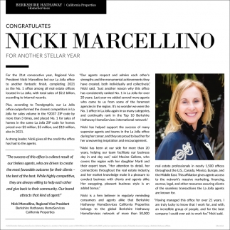 Congratulates Nicki Marcellino