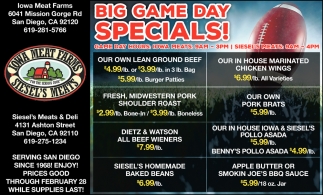 Big Game Day Specials