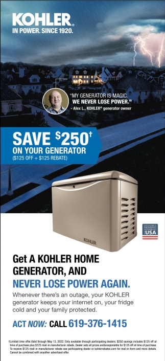 Save $250 On Your Generator