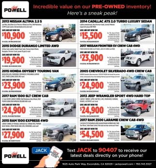 Incredible Value On Our PRE-OWNED Inventory!