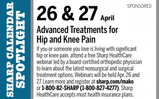 26 & 27 April Advanced Treatment For Hip And Knee Pain