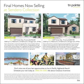 Final Homes Now Selling At Sendero Colleciton