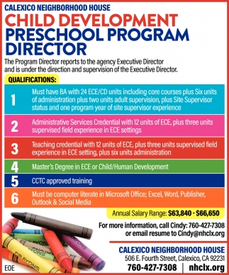 Child Development Preschool Program Director