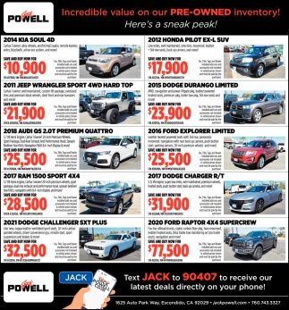 Incredible Value on our Pre-Owned Inventory!