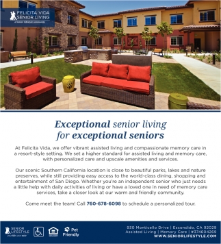 Exceptional Senior Living For Exceptional Seniors