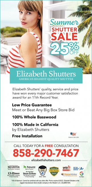Summer Shutter Sale 25% OFF