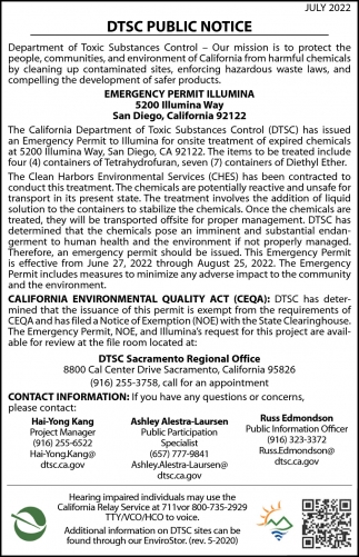 DTSC Public Notice