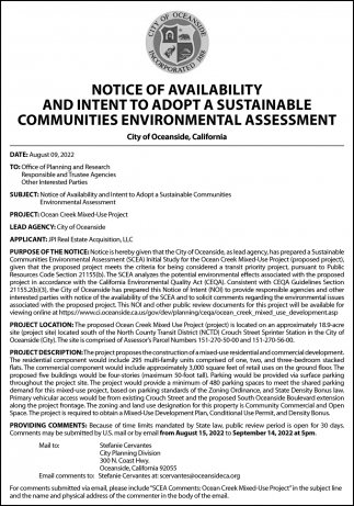 Notice of Availability Local Coastal Program Amendment