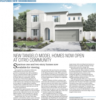 New Tangelo Model Homes Now Open