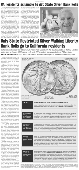 CA. Residents Scramble To Get Silver Bank Rolls