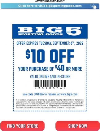 $10 Off Your Purchase of $40 Or More