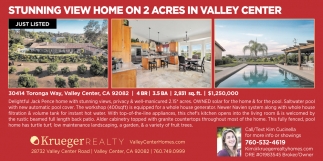 Stunning View Home On 2 Acres In Valley Center