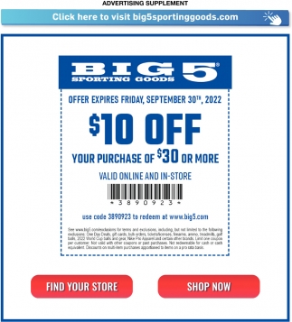 $10 Off Your Purchase Of $30 Or More
