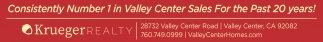 Consistenly Number 1 In Valley Center Sale For The Past 20 Years!