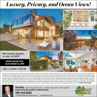 Luxury, Privacy, And Ocean Views!