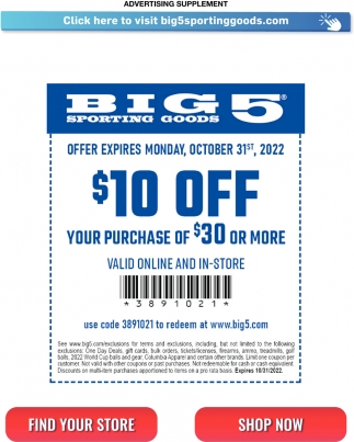 $10 Off Your Purchase Of $30 Or More